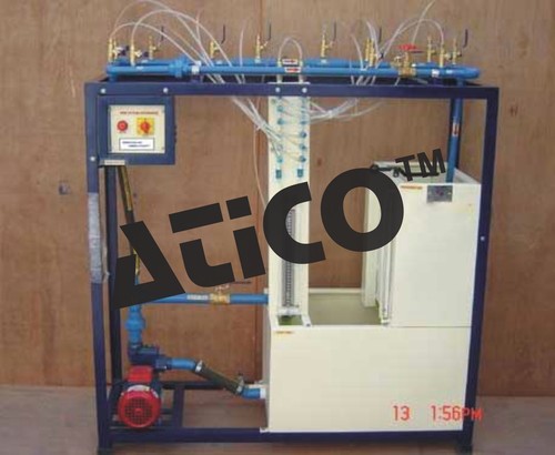 Losses Due To Friction In Pipe Lines - G.I. Pipes 1m, 0.5 Kw Electric Supply | Pressure Losses, Flow Control, Water Re-Circulating, 25 Ltrs Flow Measurement, Electronic Stop Watch, 50 Ltrs Sump Tank