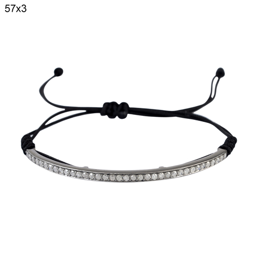 Designer Macrame Bracelet - Sterling Silver 925, 7-8 Inches | Adjustable Knot, Pave Diamond, Elegant Design