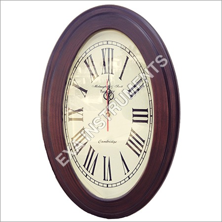 Oval Clock - Wood, 16x12 Inches, Brown | Elegant Design, Quartz Movement, Battery Powered, Wall Mountable