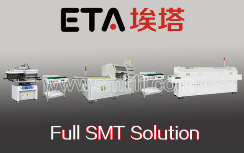 automatic PCB assembly line (full-auto solder paste printer, led chip mounter, smt reflow oven)