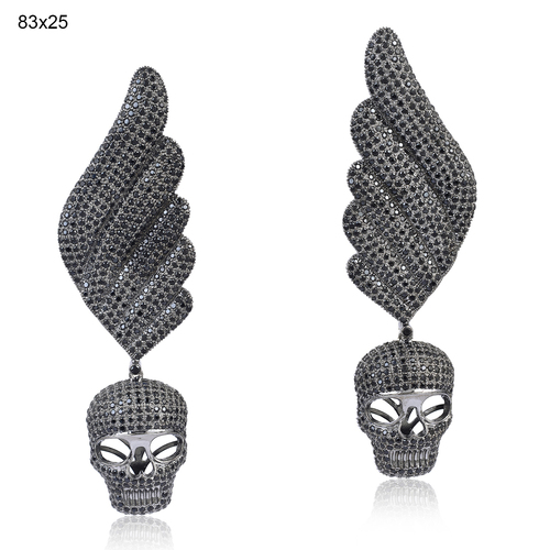 Skull Feather Diamond Earring