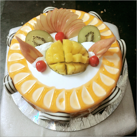 Birthday Cake - 10 Inch Diameter, 3 Layers, 2 Pounds | Mango Flavor, Buttercream Frosting, Fresh Fruits Design