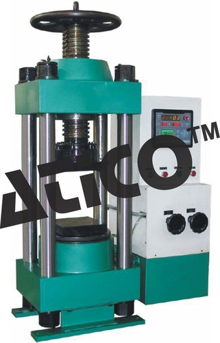 Compression Testing Machine - 100 Ton Capacity Four Columns Load Frame | Manual Digital Meter Hand Wheel Adjustment Integrated Control Cabinet Robust Design