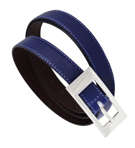 Pure Leather Ladies Belt - Pure Leather, 80-100cm, Navy Blue | Square Metal Buckle, Elegant Design, Durable, Comfortable Fit