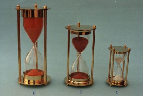 Sand Timer - Brass & Glass, Varied Height & Diameter, Red & White Sand | Accurate Timing, Durable Material, Elegant Design, Sophisticated Look