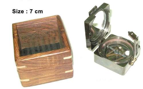Square Brunton Compass With Wooden Box