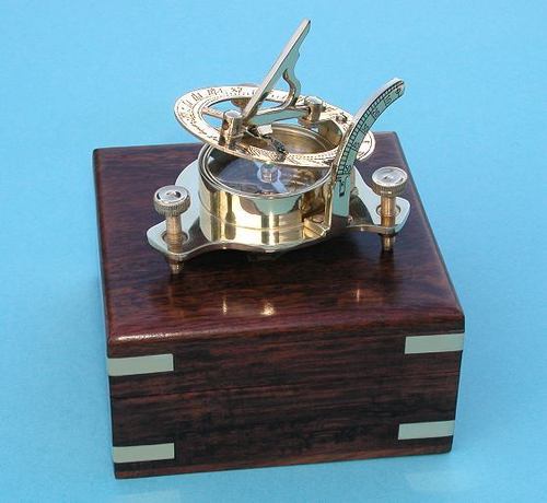 Sundial Compass With Wooden Box