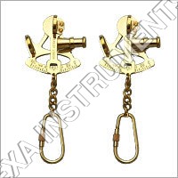 Brass Sextant Key Chain - Polished Brass, 2x1 Inches, 4 Inch Lobster Clasp Chain | Durable Nautical Theme Keychain