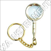 Magnifier Key Chain - Brass 70mm Total Length Gold | 3x Magnification Crystal Clear Lens Portable Durable Design