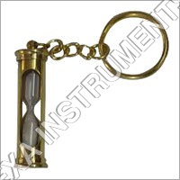 Hourglass Key Chain - Brass & Glass, 2x1x0.5 inches, Gold | 30-Second Timer, Fine Sand, Elegant Durable Design