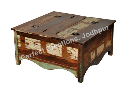 Reclaimed Or Recycled Wood Furniture - Reclaimed Wood, 36x36x18 Inches, Brown | Handcrafted, Rustic Charm, Durable, Storage Space, Distressed Finish