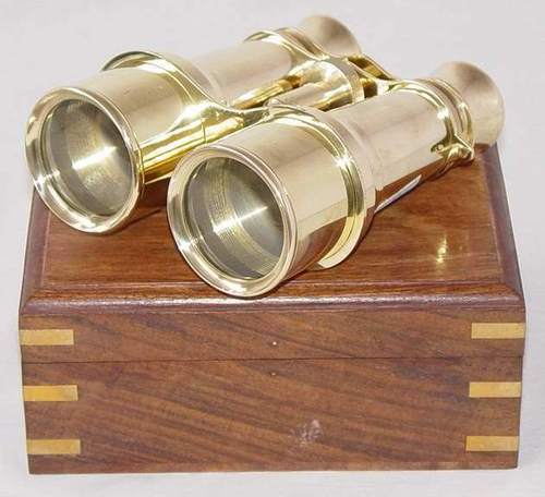Binocular Brass with Wooden Box