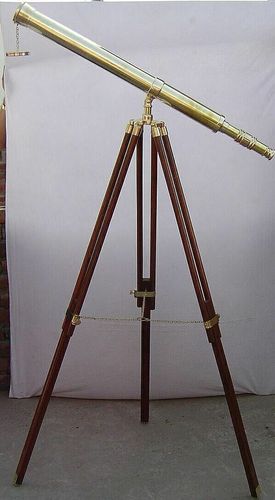 Floor Telescope Brass with Wood Stand