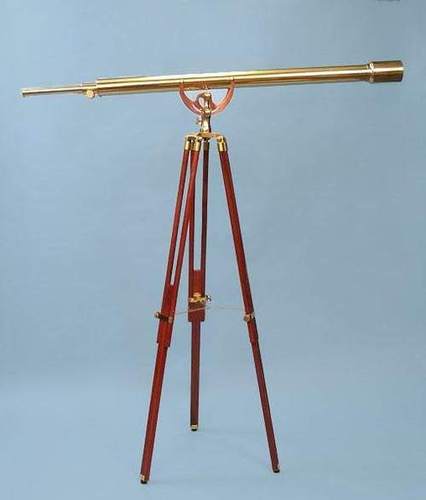 Floor Telescope Brass with Wood Stand