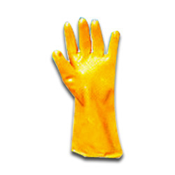 Yellow Pvc Supported Handgloves