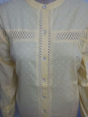 Ladies Kurti - Cotton, Multiple Sizes, Yellow, Button Closure | Elegant Design, Comfortable Fit, Durable Stitching, Stylish Look, Perfect Drape