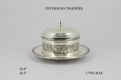 Brass Box with Lid & Plate embossed Design