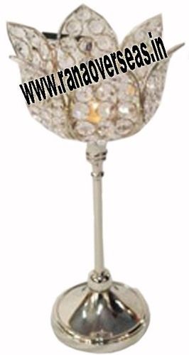 Silver Tulip Flower Crystal Votive