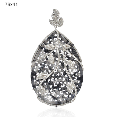 Jade Art Deco Carved Pendant