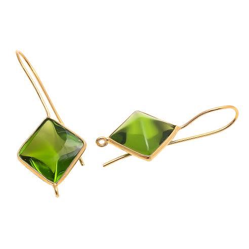 Cushion Peridot Quartz Gemstone Earring
