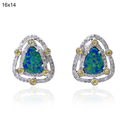 925 sterling Silver Opal Doublet Stud Earrings 