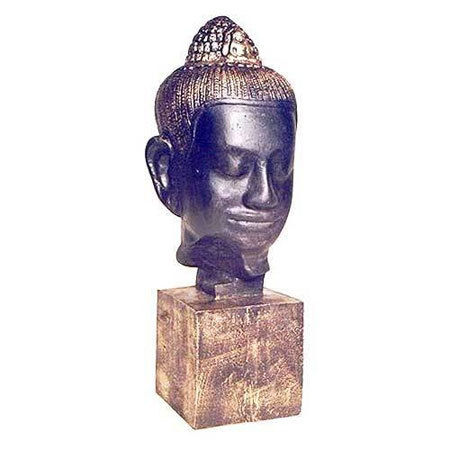 Ancient Buddha Head Sculpture