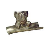 Premium Quality Brass Pen Stand - 3 Inch Dog Head Design, Classic Golden Finish, Polished Brass, Weight: 150g, Ideal For Animal & Utility Themes