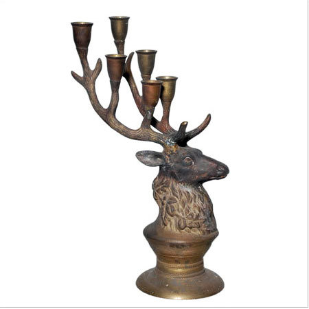Rust Deer Head Candle Holder