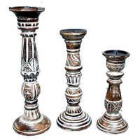 Polishing Wooden Carved Candle Holder