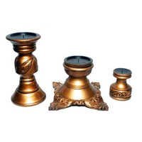 Wood Hand Painted Wooden Pillar Holder