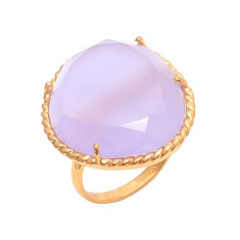 Oval Lavender Chalcedony Gemstone Ring