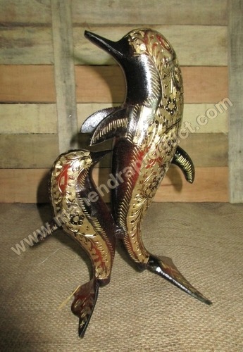 Antique Metal Dolphin Statue