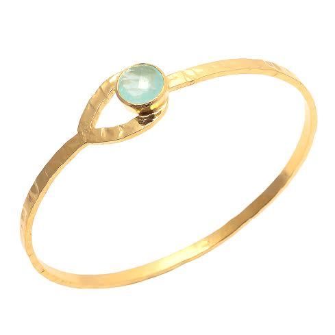 Fashion Aqua Chalcedony Gemstone Bangle