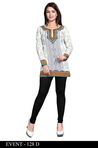 Glamorous American Crepe Kurti - Soft Fabric, Knee Length, Round Neck | Stylish Design, Comfortable Fit, Versatile Elegance