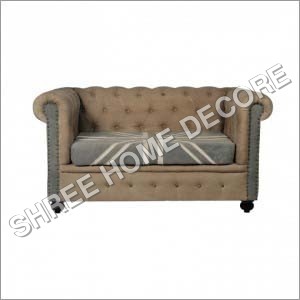 Leather Two Seater Sofa - Leather, Wood, 36x24x30 Inches, Beige | Elegant Design, Comfortable Seating, Durable, Easy Cleaning