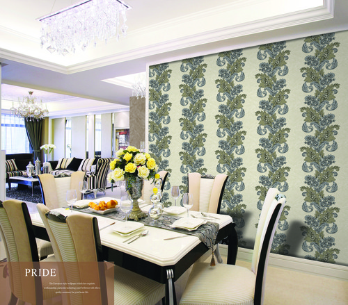 Dining Room Wallpaper - Textile Wallpaper, 75 Feet | Waterproof, Modern Style, 18-21mm Thickness, Alluring Color Combination, Elegant Pattern
