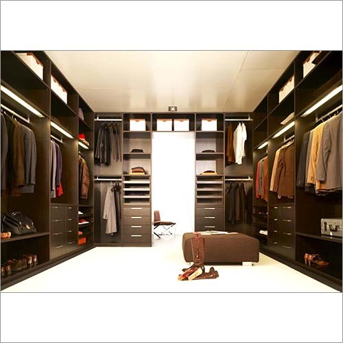 Elegant Dark Brown Wardrobe Closet Design With Two Row Cabinet