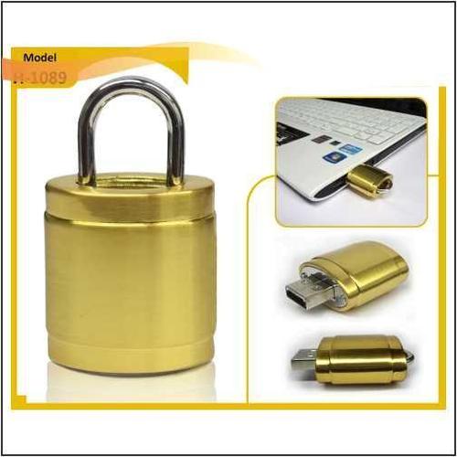 Pendrive With Key Lock Golden Finished