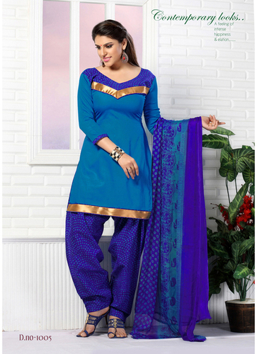 Blue Cotton Dress Material