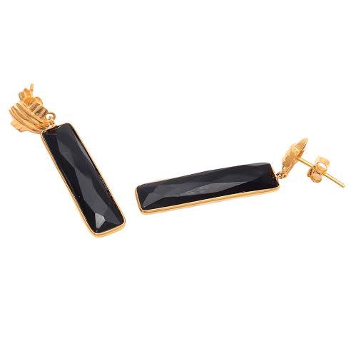 Black Onyx Gemstone Earring Size: 8*34 Mm