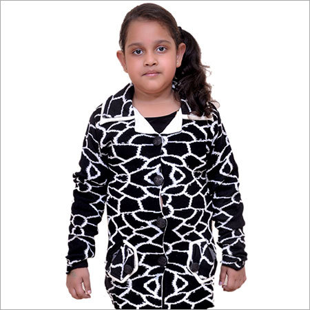 Printed Girls Woolen Coat