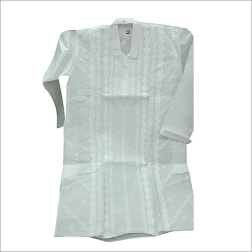 White Garaj Work Chikan Kurta