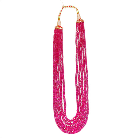 Ruby Stone Necklace - Gold Material, 18 Inches Length, Pink Color | Alluring Pattern, Classic Look, Easy to Carry, Elegant Design, Perfect Finish