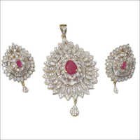 Zircon Studded Pendant Set