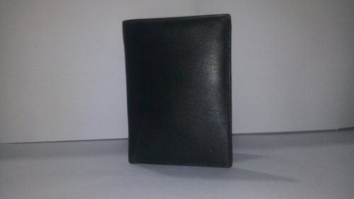 Leather Gents Wallet - Genuine Leather, 16x11 cm, Black, 12 Card Slots, Snap Closure, Multiple Pockets