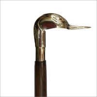 Walking Stick Handle - Brass & Wood, Duck Head Shape, Gold Polished Finish | High Durability, Easy Installation, Rust Resistance