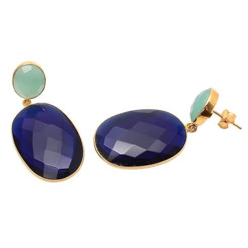 Oval Hydro Sapphire Gemstone Earring