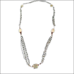 Pearl String With Red Stones