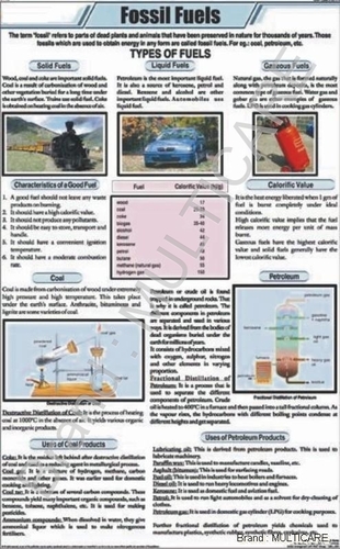 Fossil Fuels Chart - Art Paper, 58 x 90 cm, Multicolored | Laminated Double-Sided, Roller Mounted, Educational Visuals