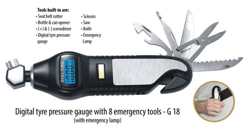 Digital Tyre Pressure Gauge with 7 Emergency Tools